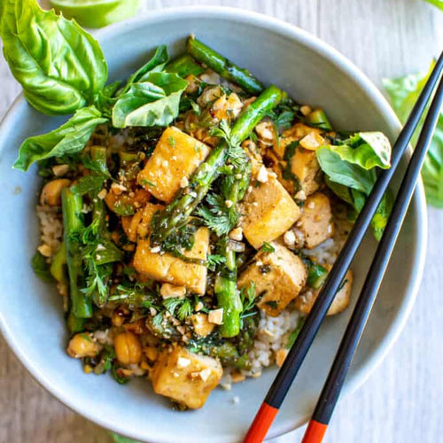 Southwest Tofu and Asparagus with white bean Bowl vegan (In Bundle)